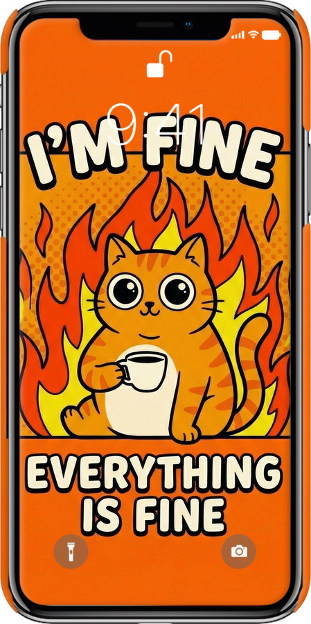 3D пластиковый глянцевый чехол Funny Cat для Apple iPhone X - 6786c-1050 изображение 