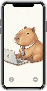 Чехол Bumper чехол Funny Capybara CEO Working для Apple iPhone X - 6777pc-1050 изображение 