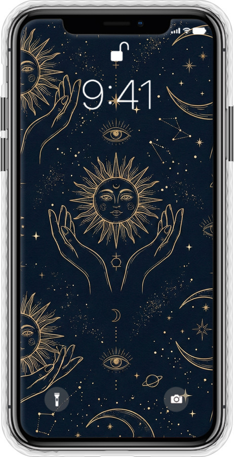 Чохол Bumper чехол Celestial Harmony: Sun & Moon Gold Mystic Pattern для Apple iPhone XS - 6778pc-1583 изображение 