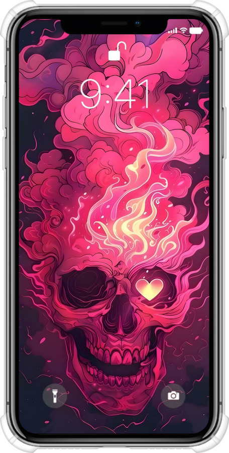 Силикон с усиленными углами чехол Череп арт для Apple iPhone X - 6385sp-1050 изображение 
