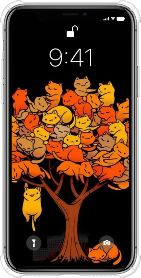 Силикон с усиленными углами чехол Дерево и котики для Apple iPhone X - 6516sp-1050 изображение 