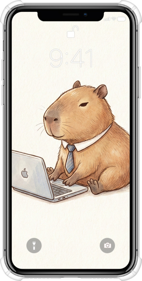 Силикон с усиленными углами чехол Funny Capybara CEO Working для Apple iPhone XS - 6777sp-1583 изображение 
