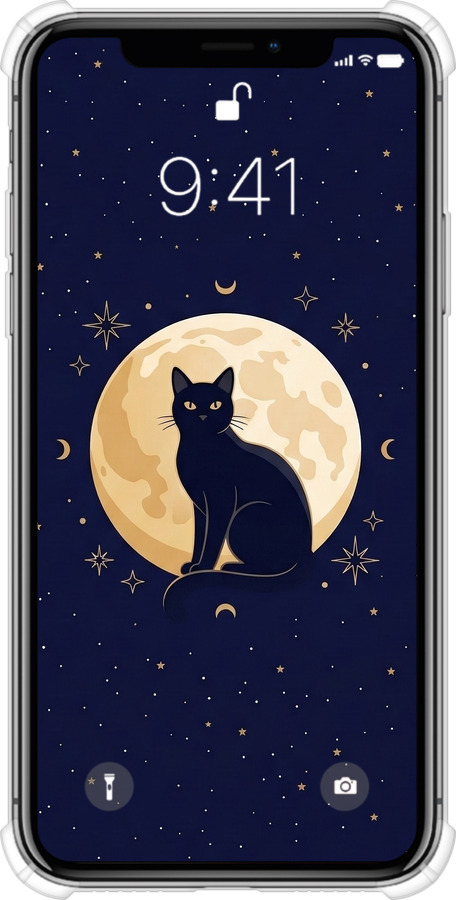 Силикон с усиленными углами чехол Cute Cat Celestial/Witchy для Apple iPhone XS - 6787sp-1583 изображение 