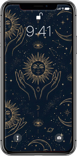 2D пластиковий чехол Celestial Harmony: Sun & Moon Gold Mystic Pattern для Apple iPhone X - 6778t-1050 изображение 