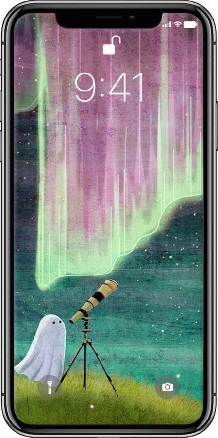 2D пластиковый чехол Привидение и звезды для Apple iPhone XS - 6443t-1583 изображение 