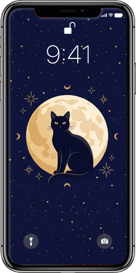 2D пластиковый чехол Cute Cat Celestial/Witchy для Apple iPhone X - 6787t-1050 изображение 