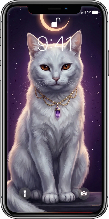 2D пластиковий чехол Mystic White Cat Gothic Dark Purple Gold для Apple iPhone XS - 6805t-1583 изображение 
