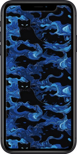 TPU чехол Абстрактный узор черных котов на синем фоне для Apple iPhone XR - 6525b-1560 изображение 