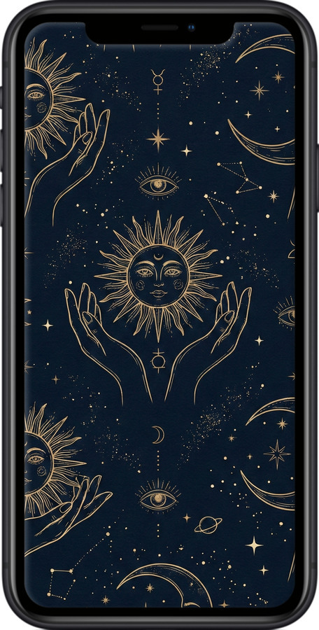 TPU чехол Celestial Harmony: Sun & Moon Gold Mystic Pattern для Apple iPhone XR - 6778b-1560 изображение 