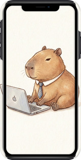 3D пластиковый глянцевый чехол Funny Capybara CEO Working для Apple iPhone XR - 6777c-1560 изображение 