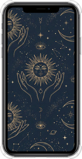 Силіконовий протиударний с посиленими кутами чехол Celestial Harmony: Sun & Moon Gold Mystic Pattern для Apple iPhone XR - 6778sp-1560 изображение 
