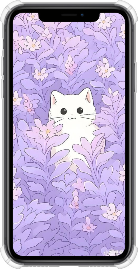 Силіконовий протиударний с посиленими кутами чехол Котик в цветах для Apple iPhone XR - 6390sp-1560 изображение 