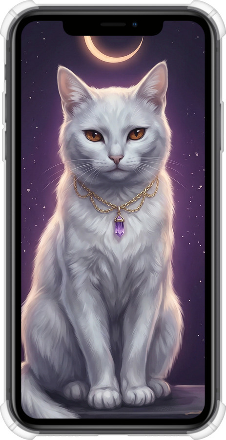 Силикон с усиленными углами чехол Mystic White Cat Gothic Dark Purple Gold для Apple iPhone XR - 6805sp-1560 изображение 