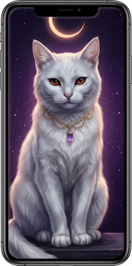 TPU чехол Mystic White Cat Gothic Dark Purple Gold для Apple iPhone XS Max - 6805b-1557 изображение 