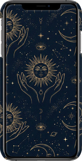 3D пластиковий матовий чехол Celestial Harmony: Sun & Moon Gold Mystic Pattern для Apple iPhone XS Max - 6778m-1557 изображение 