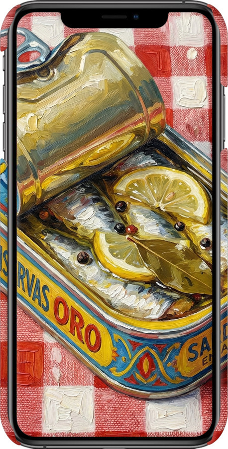 3D пластиковый глянцевый чехол Vintage Sardine Tin Phone для Apple iPhone XS Max - 6772c-1557 изображение 