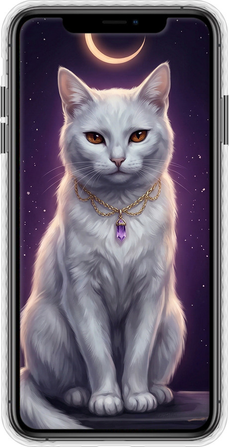 Чехол Bumper чехол Mystic White Cat Gothic Dark Purple Gold для Apple iPhone XS Max - 6805pc-1557 изображение 
