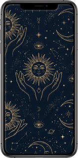 2D пластиковий чехол Celestial Harmony: Sun & Moon Gold Mystic Pattern для Apple iPhone XS Max - 6778t-1557 изображение 