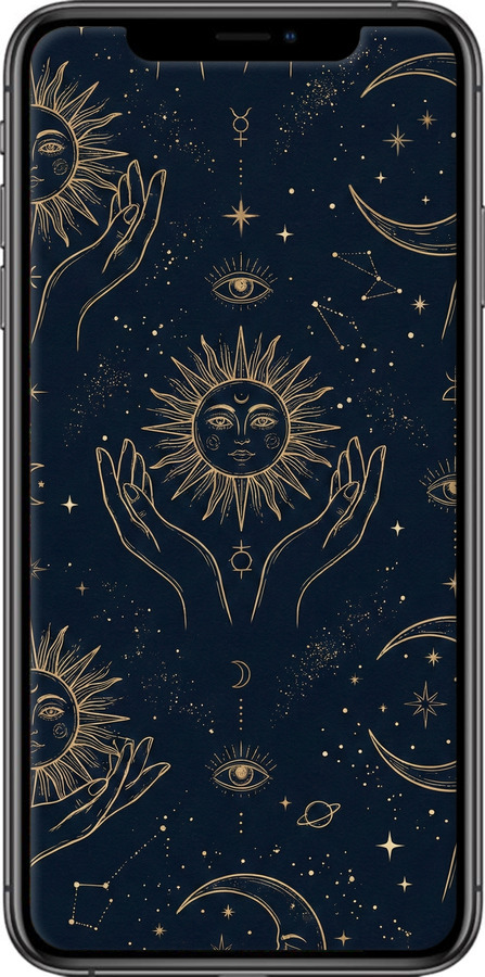 2D пластиковий чехол Celestial Harmony: Sun & Moon Gold Mystic Pattern для Apple iPhone XS Max - 6778t-1557 изображение 