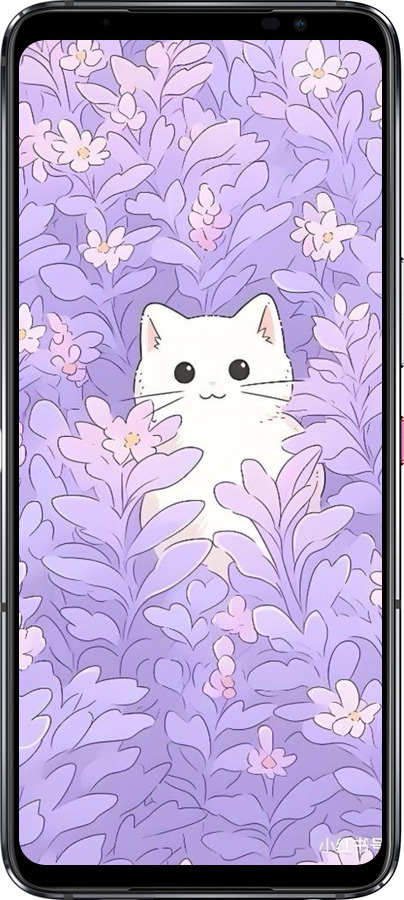 Силиконовый чехол Котик в цветах для Asus Rog Phone 6 - 6390u-3401 изображение 