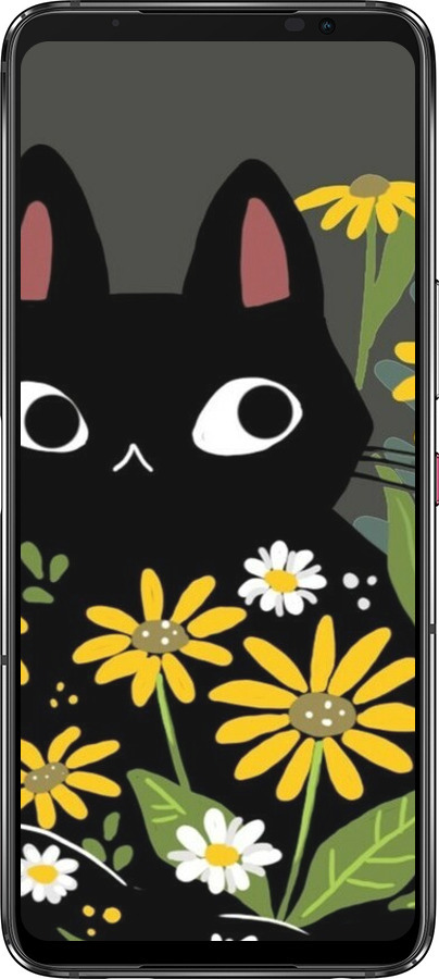 Силиконовый чехол Черный кот с цветами для Asus Rog Phone 7 - 6448u-3405 изображение 