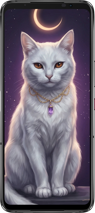 Силіконовий чехол Mystic White Cat Gothic Dark Purple Gold для Asus Rog Phone 7 - 6805u-3405 изображение 