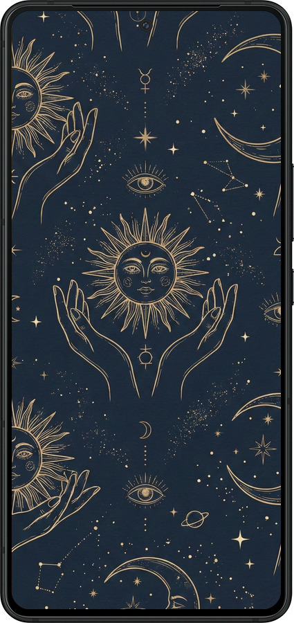 Силиконовый чехол Celestial Harmony: Sun & Moon Gold Mystic Pattern для Asus ROG Phone 8 - 6778u-3696 изображение 