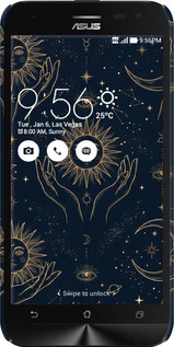 3D пластиковый матовый чехол Celestial Harmony: Sun & Moon Gold Mystic Pattern для Asus ZenFone 2 Laser ZE500KL - 6778m-113 изображение 