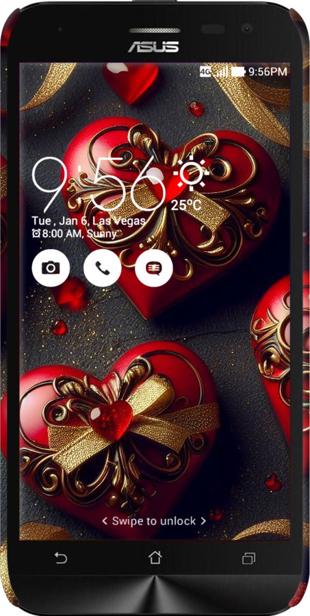 3D пластиковый матовый чехол Сердечки v4 для Asus ZenFone 2 Laser ZE500KL - 5834m-113 изображение 
