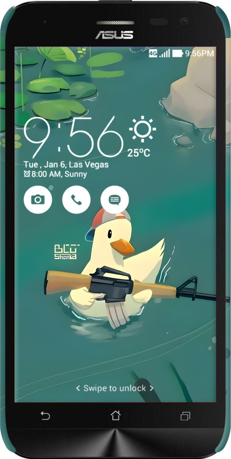 3D пластиковий матовий чехол Каченя з автоматом для Asus ZenFone 2 Laser ZE500KL - 6356m-113 изображение 