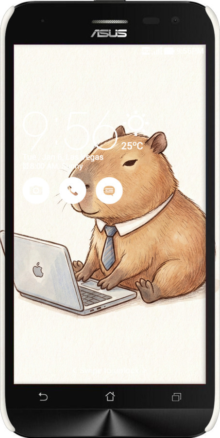 3D пластиковый матовый чехол Funny Capybara CEO Working для Asus ZenFone 2 Laser ZE500KL - 6777m-113 изображение 