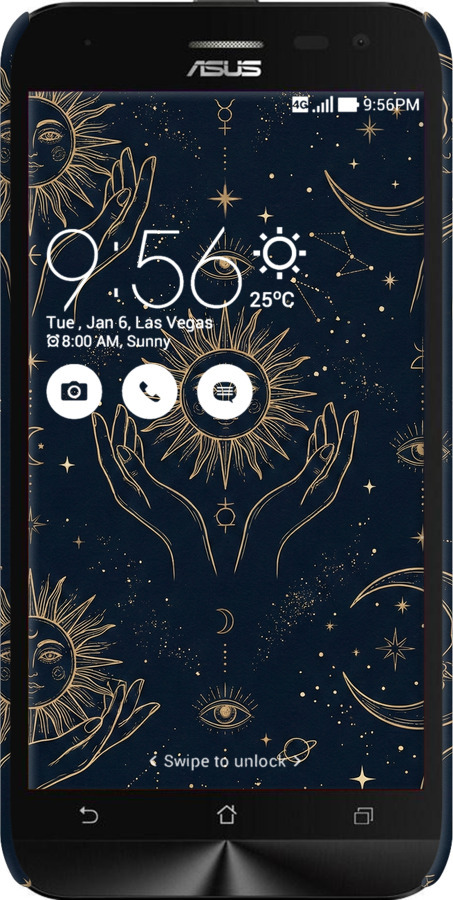 3D пластиковый матовый чехол Celestial Harmony: Sun & Moon Gold Mystic Pattern для Asus ZenFone 2 Laser ZE500KL - 6778m-113 изображение 