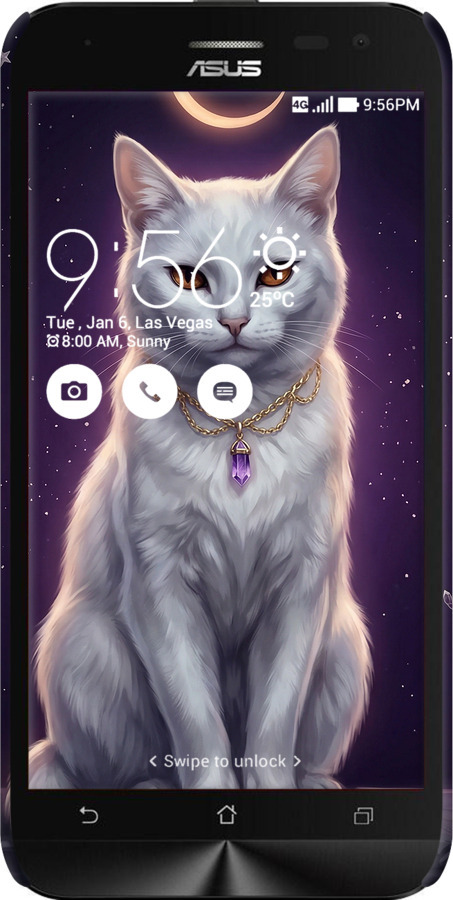 3D пластиковий матовий чехол Mystic White Cat Gothic Dark Purple Gold для Asus ZenFone 2 Laser ZE500KL - 6805m-113 изображение 