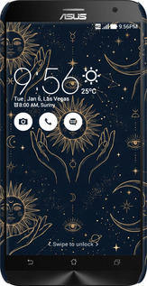 3D пластиковый глянцевый чехол Celestial Harmony: Sun & Moon Gold Mystic Pattern для Asus Zenfone 2 ZE551ML - 6778c-122 изображение 