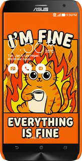 3D пластиковый глянцевый чехол Funny Cat для Asus Zenfone 2 ZE551ML - 6786c-122 изображение 