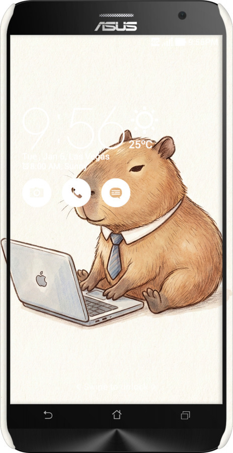 3D пластиковий матовий чехол Funny Capybara CEO Working для Asus Zenfone 2 ZE551ML - 6777m-122 изображение 