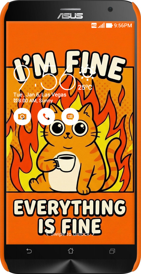 3D пластиковый глянцевый чехол Funny Cat для Asus Zenfone 2 ZE551ML - 6786c-122 изображение 