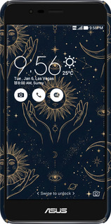 3D пластиковый матовый чехол Celestial Harmony: Sun & Moon Gold Mystic Pattern для Asus Zenfone 3 Max ZC520TL - 6778m-442 изображение 