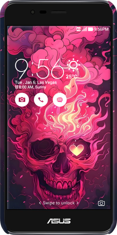 3D пластиковый матовый чехол Череп арт для Asus Zenfone 3 Max ZC520TL - 6385m-442 изображение 