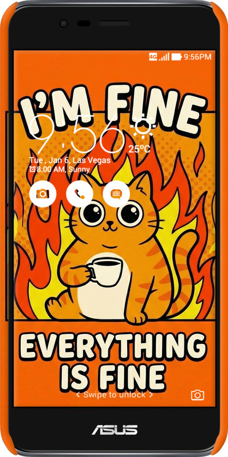 3D пластиковий матовий чехол Funny Cat для Asus Zenfone 3 Max ZC520TL - 6786m-442 изображение 