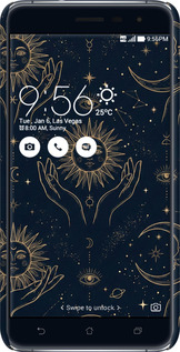 3D пластиковый матовый чехол Celestial Harmony: Sun & Moon Gold Mystic Pattern для Asus Zenfone 3 ZE520KL - 6778m-449 изображение 