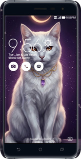 3D пластиковый матовый чехол Mystic White Cat Gothic Dark Purple Gold для Asus Zenfone 3 ZE520KL - 6805m-449 изображение 