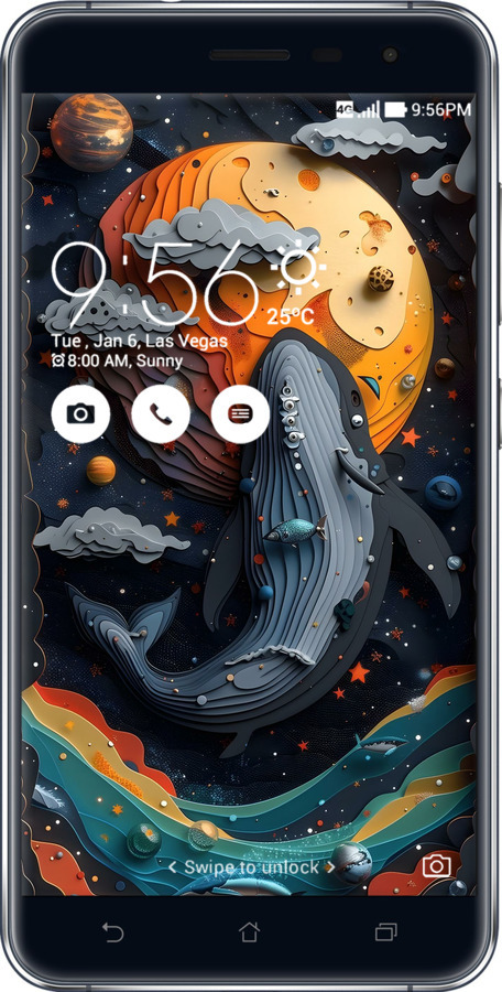 Силиконовый чехол Кит в космосе для Asus Zenfone 3 ZE520KL - 6328u-449 изображение 