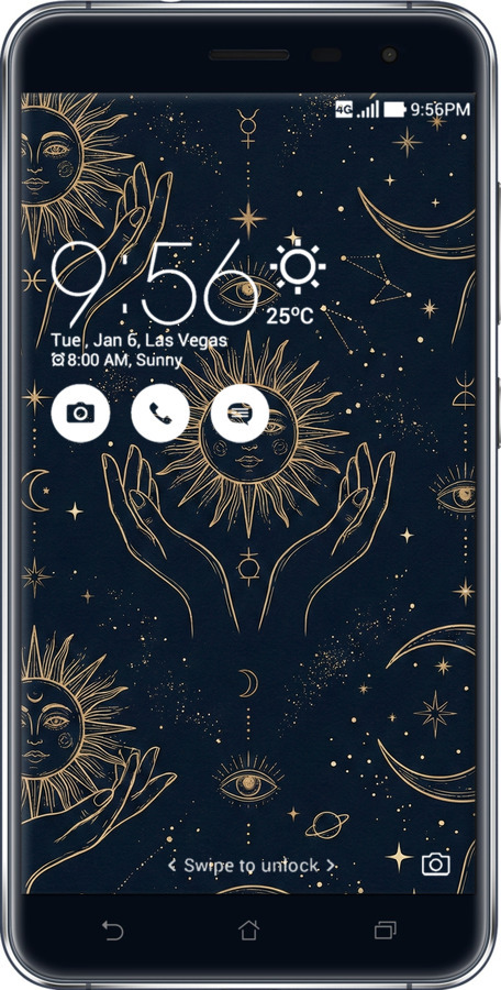 Силиконовый чехол Celestial Harmony: Sun & Moon Gold Mystic Pattern для Asus Zenfone 3 ZE520KL - 6778u-449 изображение 