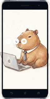 3D пластиковий матовий чехол Funny Capybara CEO Working для Asus Zenfone 3 ZE552KL - 6777m-448 изображение 