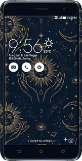 3D пластиковый матовый чехол Celestial Harmony: Sun & Moon Gold Mystic Pattern для Asus Zenfone 3 ZE552KL - 6778m-448 изображение 