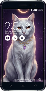 3D пластиковый матовый чехол Mystic White Cat Gothic Dark Purple Gold для Asus Zenfone 3 ZE552KL - 6805m-448 изображение 