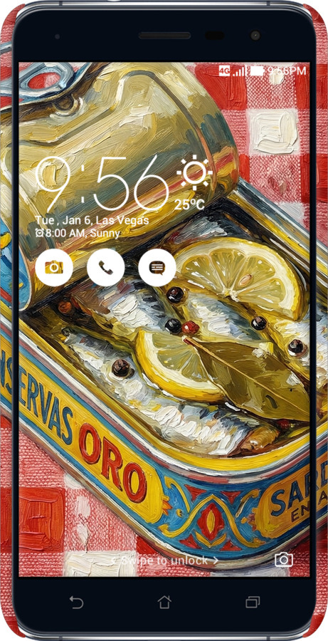 3D пластиковий матовий чехол Vintage Sardine Tin Phone для Asus Zenfone 3 ZE552KL - 6772m-448 изображение 