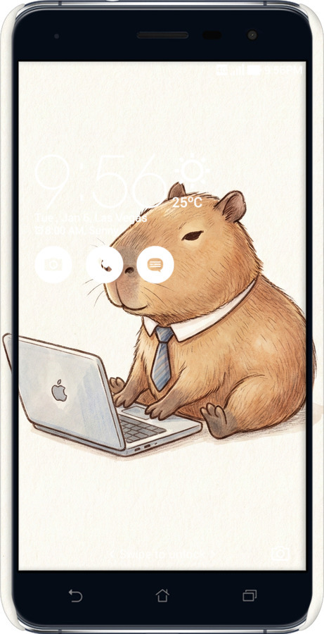 3D пластиковий матовий чехол Funny Capybara CEO Working для Asus Zenfone 3 ZE552KL - 6777m-448 изображение 