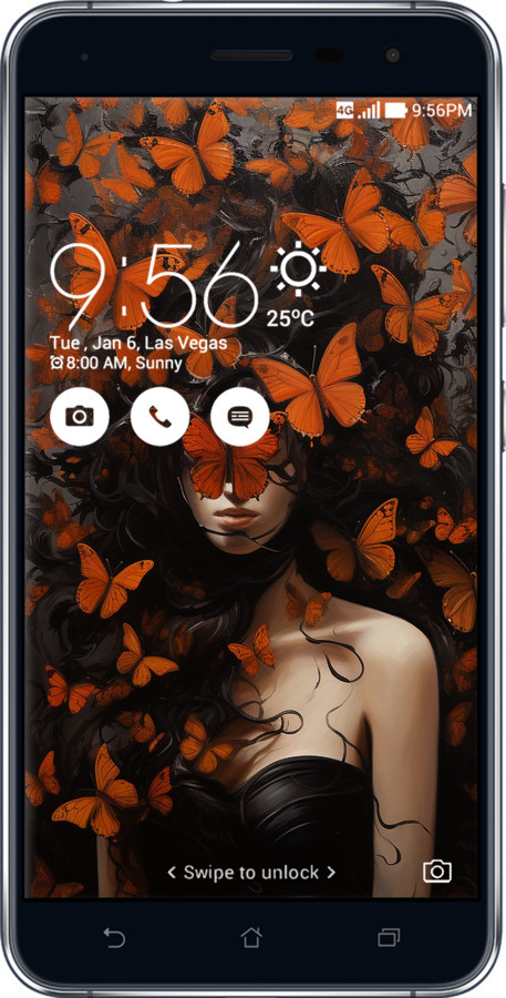 Силіконовий чехол Дівчина з помаранчевими метеликами для Asus Zenfone 3 ZE552KL - 5941u-448 изображение 